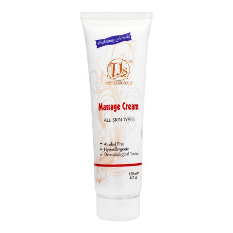 TJs Professionals Massage Cream, Alcohol Free, All Skin Types, 120ml