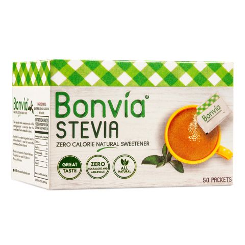 Bonvia Stevia Sweetener Sachet, 50-Pack