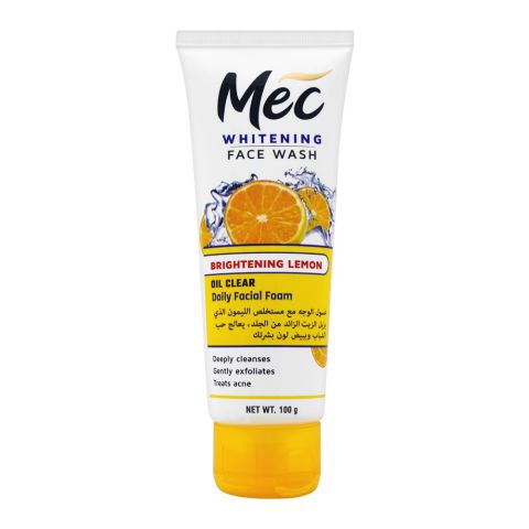 Mec Whitening Face Wash, Oil Clear Daily Facial Foam, Brightening Lemon, 100g