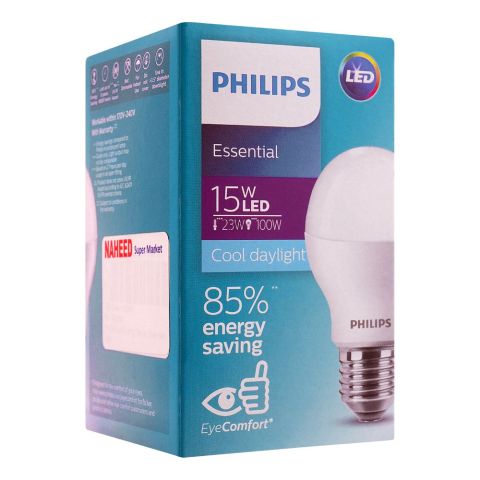 Philips Essential LED Bulb, 15W, E27 Cap, Cool Daylight