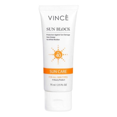 Vince Suncare SPF 40 Sun Block, All Skin Types, 75ml