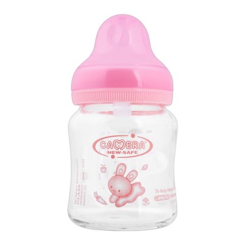 Camera Hi-Heat Resistant Glass Feeding Bottle, Wide Neck, 120ml, 22014