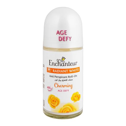 Enchanteur Radiant White Charming Age Defy Roll-On For Women, 48 Hours Lasting, Anti-Perspirant, 50ml