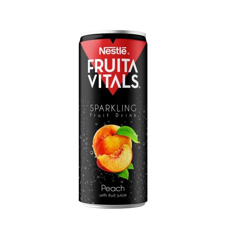 Nestle Fruita Vitals Sparkling Peach Juice, Can, 250ml