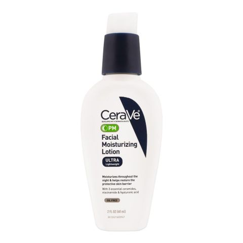 CeraVe PM Ultra Lightweight Facial Moisturizing Lotion, 60ml