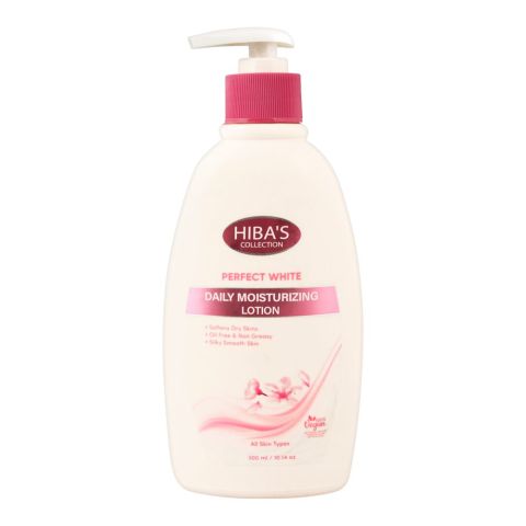 Hiba's Collection Perfect White Daily Moisturizing Lotion, All Skin Types, 300ml