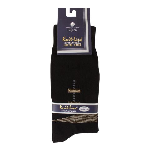 Knit Line Mens Lycra Comfort Cotton Socks, Black