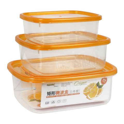 Appollo Crisper Food Container, 3-Piece Set, Medium Orange