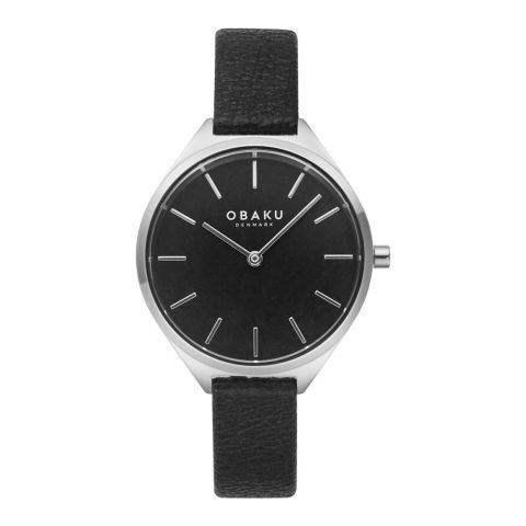 Obaku Women's Chrome Round Dial With Black Background & Bracelet Analog Watch, V257LHCNRB