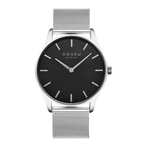 Obaku Men's Tang-Onyx Black Dial With Stainless Steel Bracelet Analog Watch, V260GXCBMC