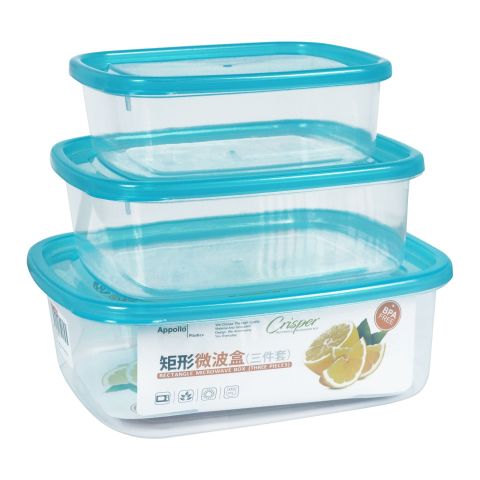 Appollo Crisper Microwave Food Container, 3-Piece Set, Small, Turkish