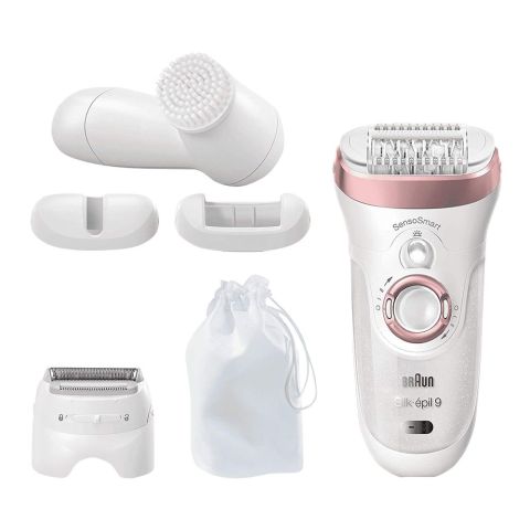 Braun Silk Epil 9 Wet & Dry Epilator, White/Pink, 9880