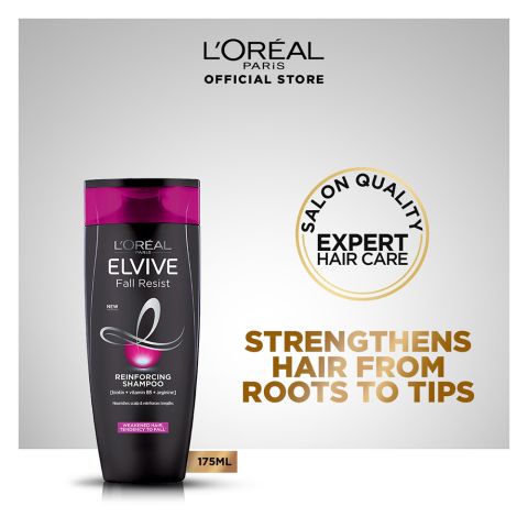 L'Oreal Paris Elvive Fall Resist Reinforcing Anti-Hairfall Shampoo, For All Hair Types, 175ml