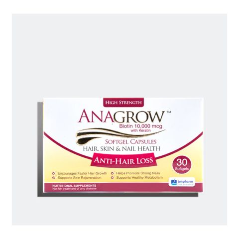 Jen Pharm Anagrow Biotin 10000mcg With Keratin, Soft Gel Capsules, 30-Pack