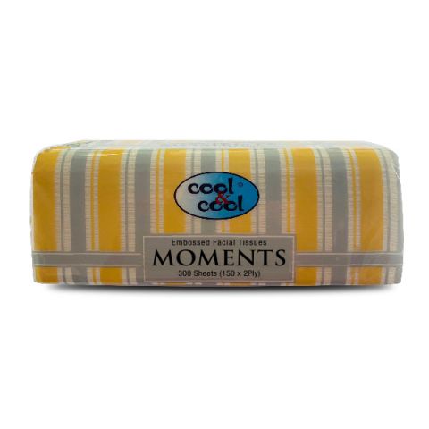 Cool & Cool Moments Premium Facial Tissues, 150x2Ply, 300-Pack