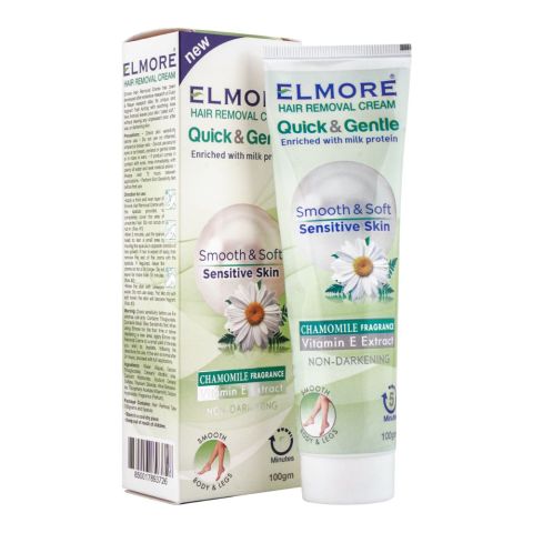 Elmore Quick & Gentle Soft & Smooth Chamomile Fragrance Sensitve Skin Hair Removal Cream, 100g