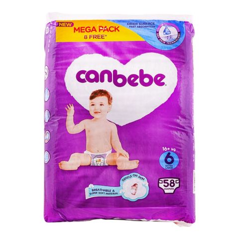 Canbebe Baby Diaper Extra Large-6, 16+ kg, Mega Pack 58-Pack