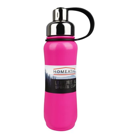 Homeatic Steel Water Bottle, 500ml Capacity, Pink, KD-850