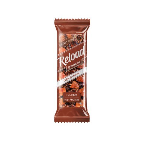 Reload Coffee & Almond Granola Bars, High Fiber & Protein, Gluten Free, 40g