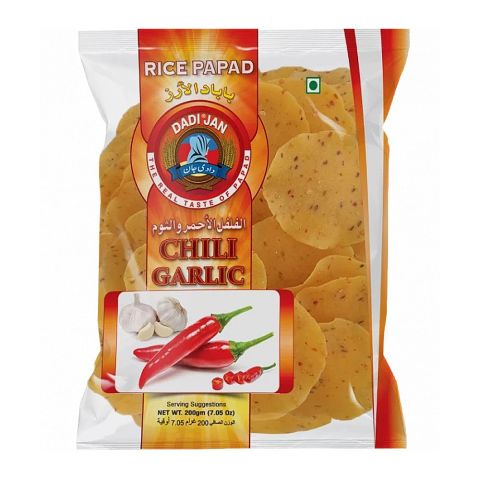 Dadi Jan Chili Garlic Rice Papad, 200g