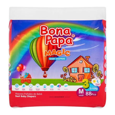 Bona Papa Magic Baby Diapers, M Midi, No. 3, 5-10Kg, 88-Pack