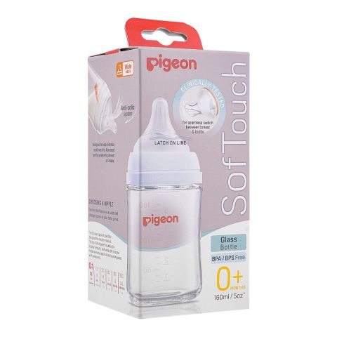 Pigeon Soft Touch WN Glass Feeding Bottle, 160ml, A79436