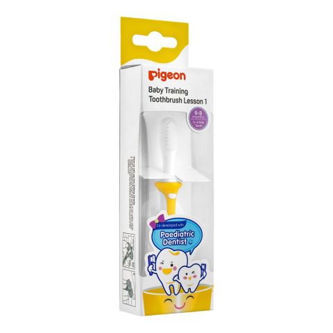 Pigeon Baby Training Toothbrush, Lesson-1, 6-8m, Yellow, K78338-1