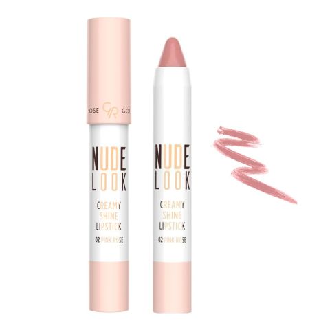 Golden Rose Nude Look Creamy Shine Lipstick, 02, Pink Rose