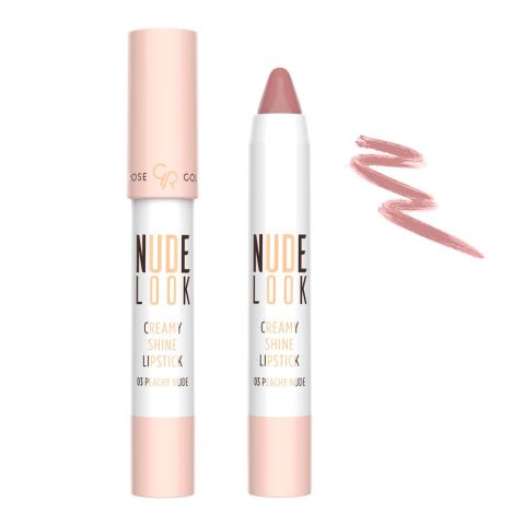 Golden Rose Nude Look Creamy Shine Lipstick, 03, Peachy Nude