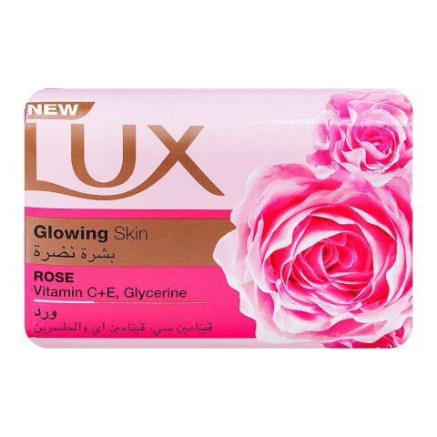 Lux Rose Bar Soap With Vitamin C+E, Glycerin, For Glowing Skin, 170g