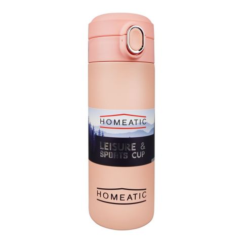 Homeatic Steel Water Bottle, 400ml Capacity, Pink, KD-8003