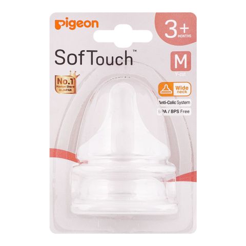 Pigeon SofTouch Y-Cut Wide Neck 3 Months+ Nipple, 2-Pack, B-79463