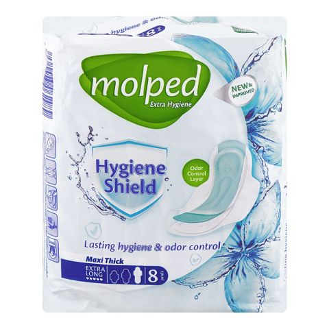 Molped Maxi Thick Hygiene Shield Pads, Extra Long, 8-Pack