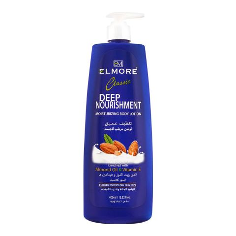 Elmore Classic Almond Oil & Vitamin E Deep Nourishment Body Lotion, For Dry To Very Dry Skin Type, 400ml