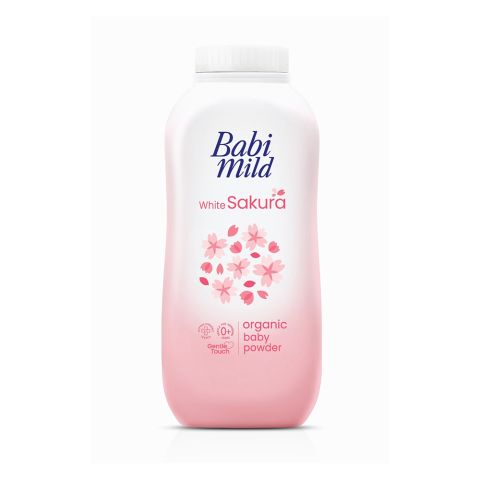 Babi Mild White Sakura Organic Baby Powder, Gentle For Newborn/0+ Years, Hypoallergenic Tested, 160g