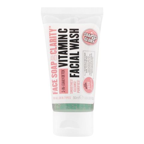 Soap & Glory 3-In-1 Daily Detox Face Soap & Clarity Vitamin C Facial Wash, 50ml