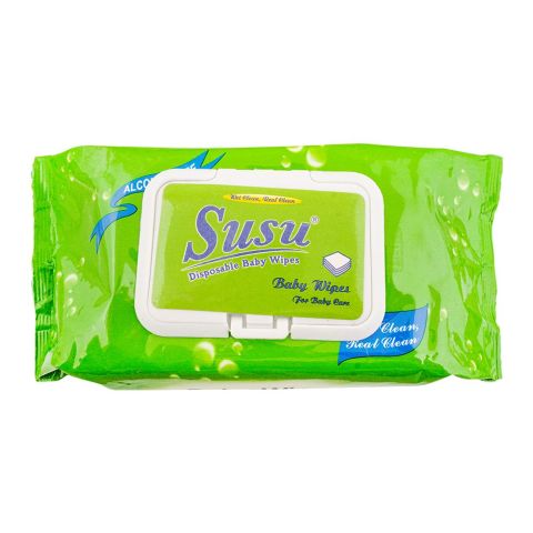 Susu Disposable Baby Wipes, Green, 80-Pack