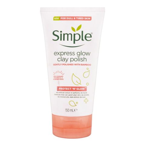 Simple Protect 'N' Glow Express Glow Clay Polish, For Dull & Tired Skin, 150ml