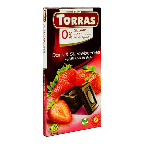 Torras Sugar Free Dark & Strawberries Chocolate, 75g