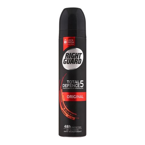 Schwarzkopf Right Guard Total Defence 5 Original Anti-Perspirant Body Spray, For Men, 250ml