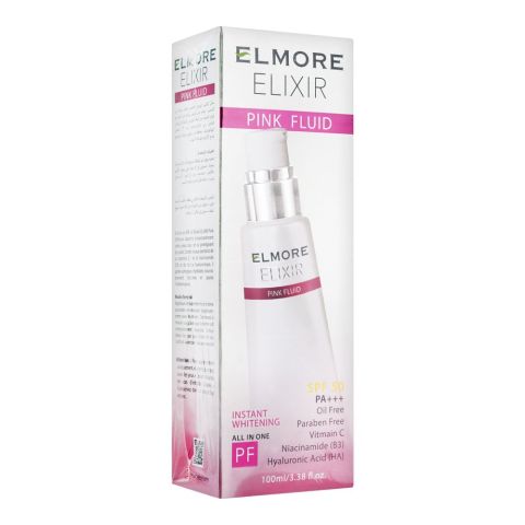 Elmore Elixir 5-In-1 Instant Whitening SPF 50 Pink Fluid, Paraben Free, 100ml