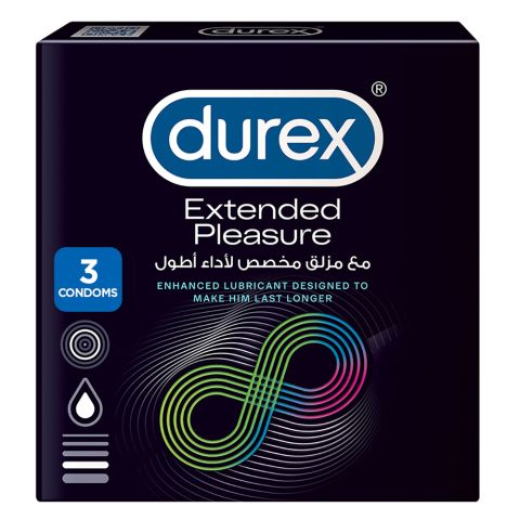 Durex Extended Pleasure Longer Lasting Condoms, 3-Pack