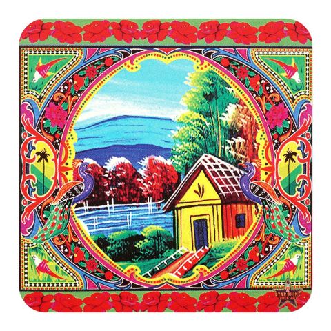 Star Shine Truck Art, Pakistan Scenery 3.5x3.5 Inch Wooden Coaster, WTM02