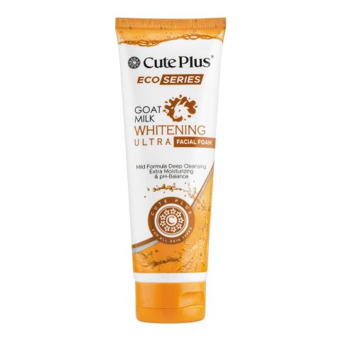 Cute Plus Eco Series Goat Milk Whitening Ultra Facial Foam, For All Skin Types, 100ml