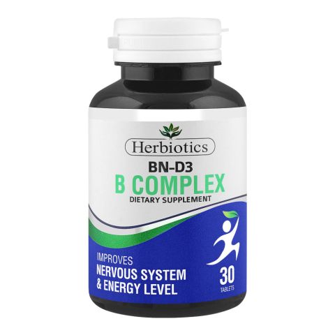 Herbiotics BN-D3 B Complex Dietary Supplement, Improves Nervous System & Energy Level, 30-Pack