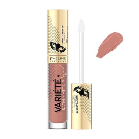 Eveline Variiete Satin Matt Lip Liquid Lipstick, 01 Caramel Cake