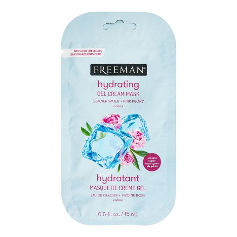 Freeman Hydrating Glacier Water + Pink Peony Calms Gel Cream Mask, For All Skin Types, 15ml