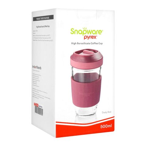 Pyrex Snap Ware Glass Tumbler, Red, 500ml, SN-FEGT500RD/SG