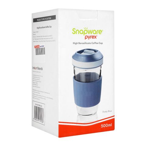 Pyrex Snap Ware Glass Tumbler, Blue, 500ml, SN-FEGT500BL/SG