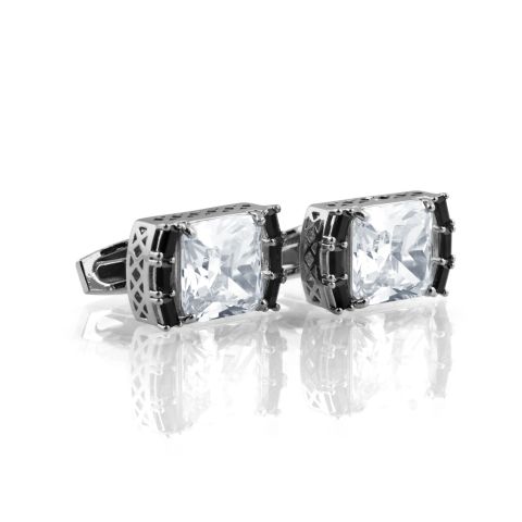 Cufflinks For Men, Silver, CZ-5